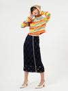 YANYAN KNITS 25 Spring/Summer FLOATEE Shrink Round Neck Cardigan YYK-YYW25-0461-PIN Colorblocking